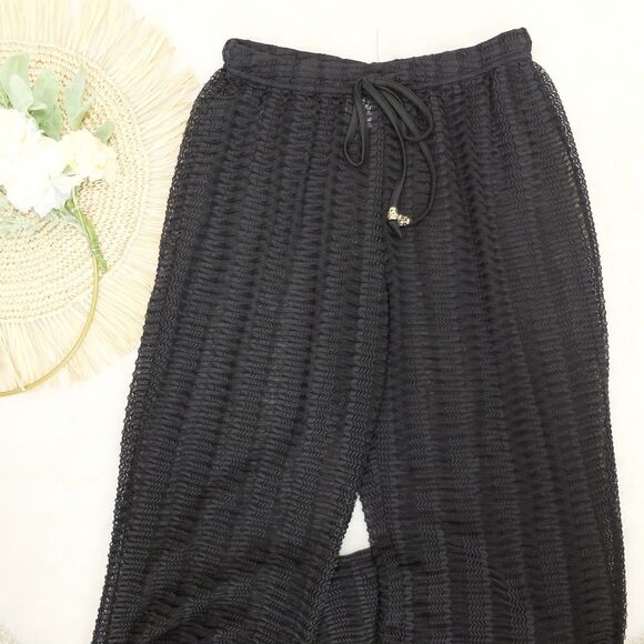 Waves to Coat Black Mesh Drawstring Beach Coverup Pants Size Small - Picture 2 of 5